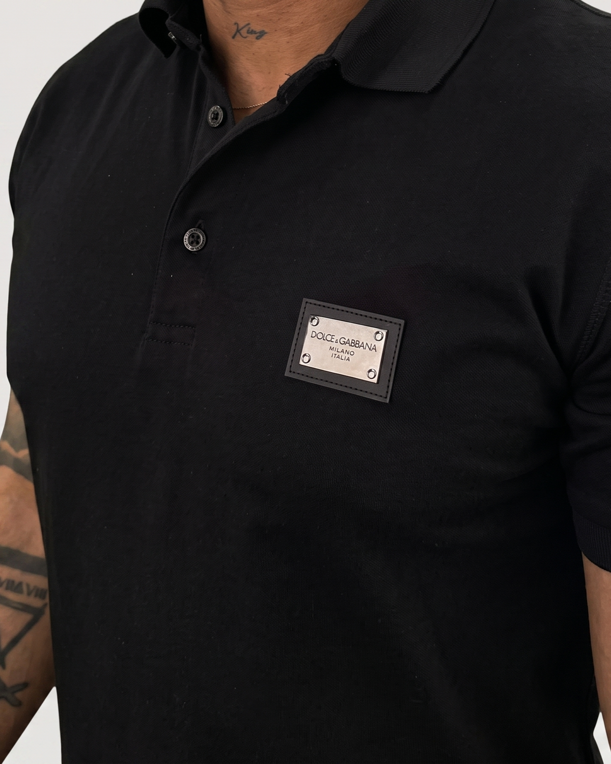 Dolce & Gabbana - Metal Logo Polo T-Shirt - Black