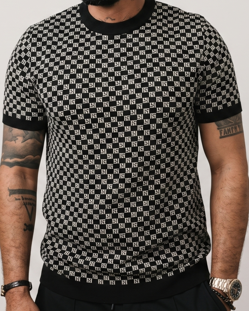 Balmain - Monogram Jacquard Knit T-Shirt - Black/White