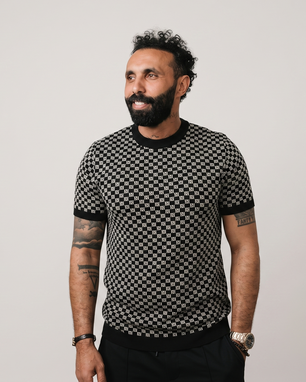 Balmain - Monogram Jacquard Knit T-Shirt - Black/White