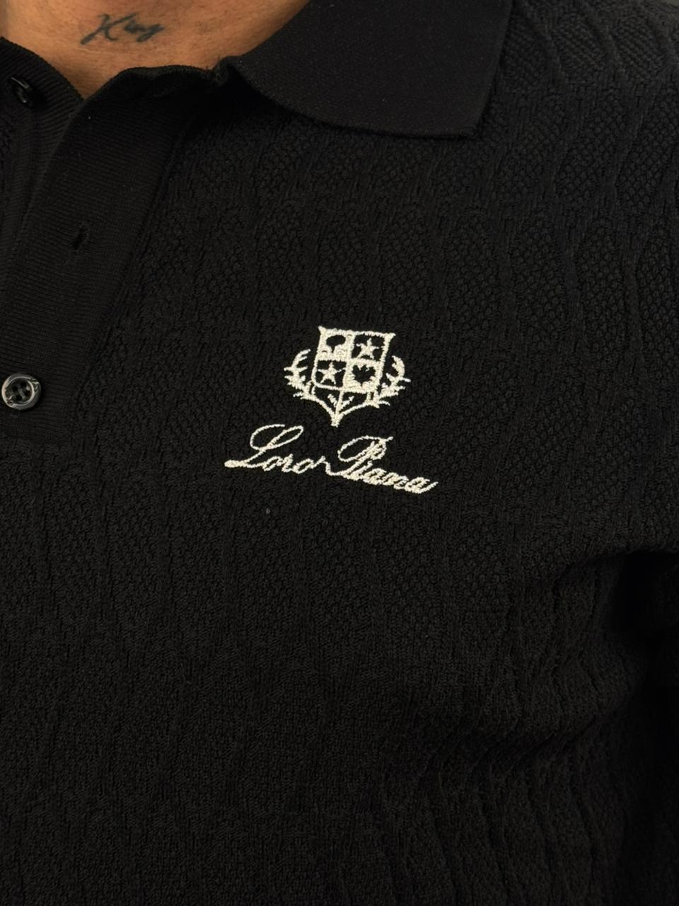 Loro Piana - Textured Knit Polo Shirt - Black