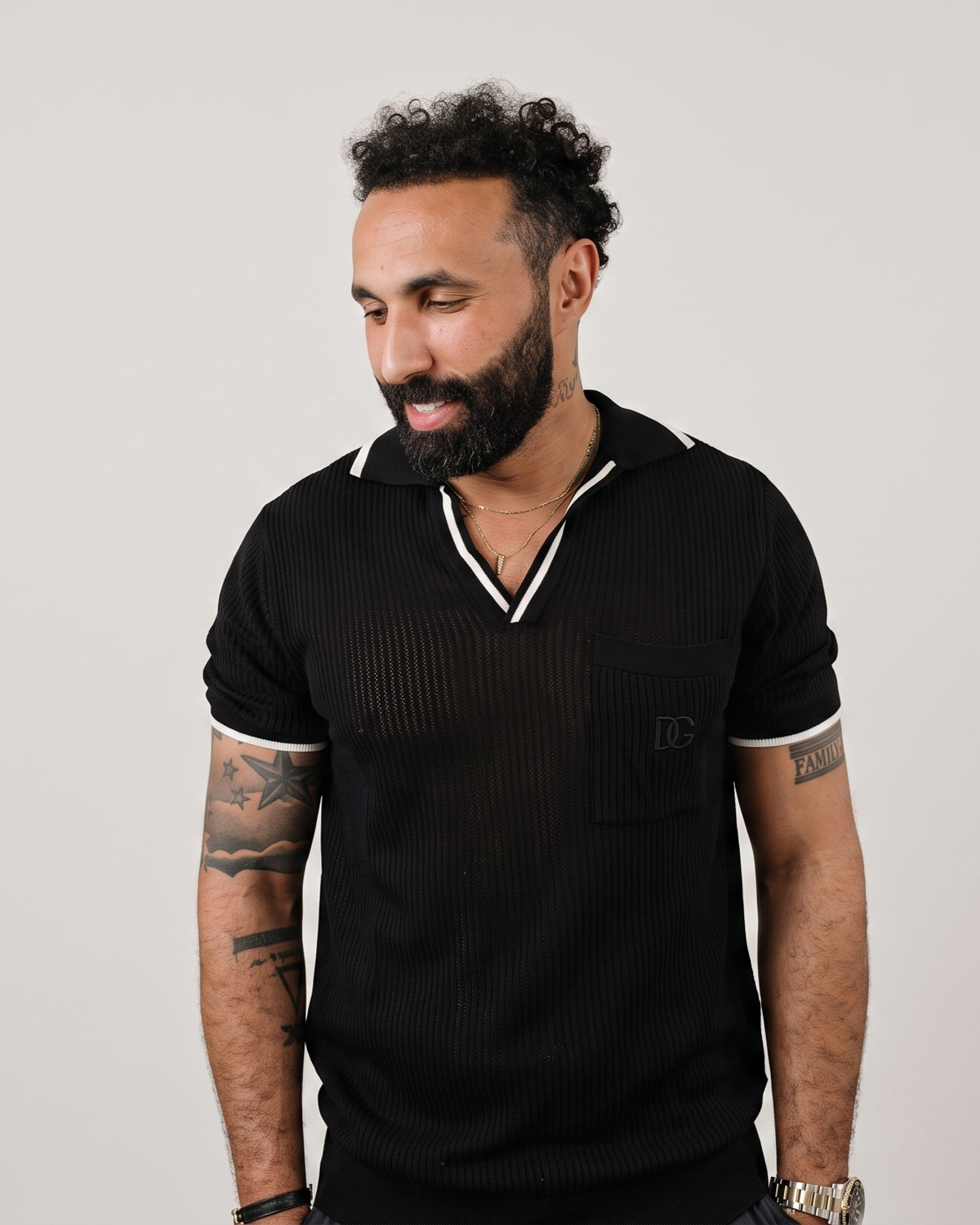Dolce & Gabbana - Knitted Polo Shirt - Black