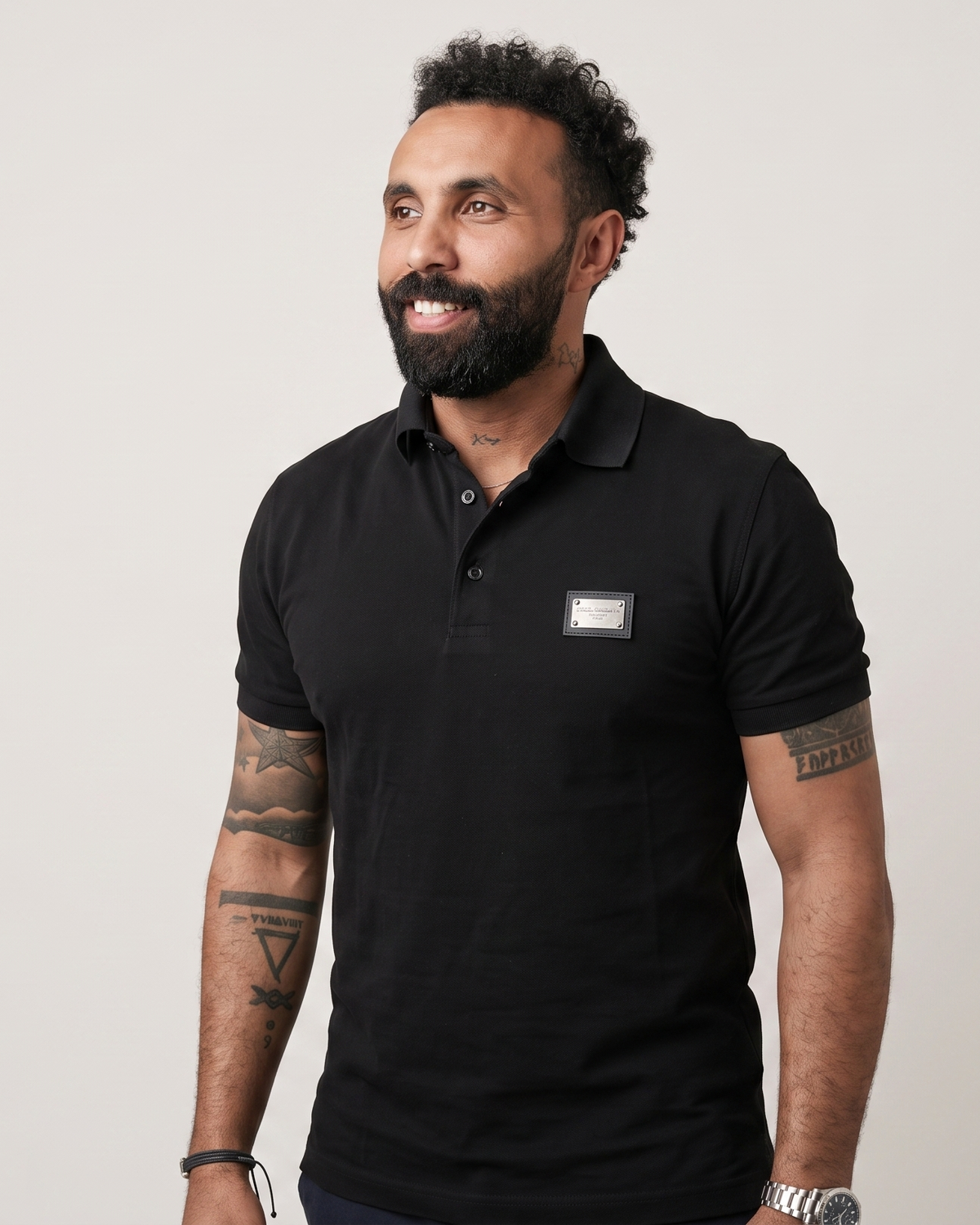Dolce & Gabbana - Metal Logo Polo T-Shirt - Black