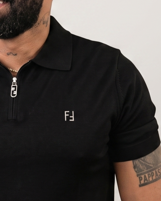 Fendi - Quarter-Zip Polo - Black