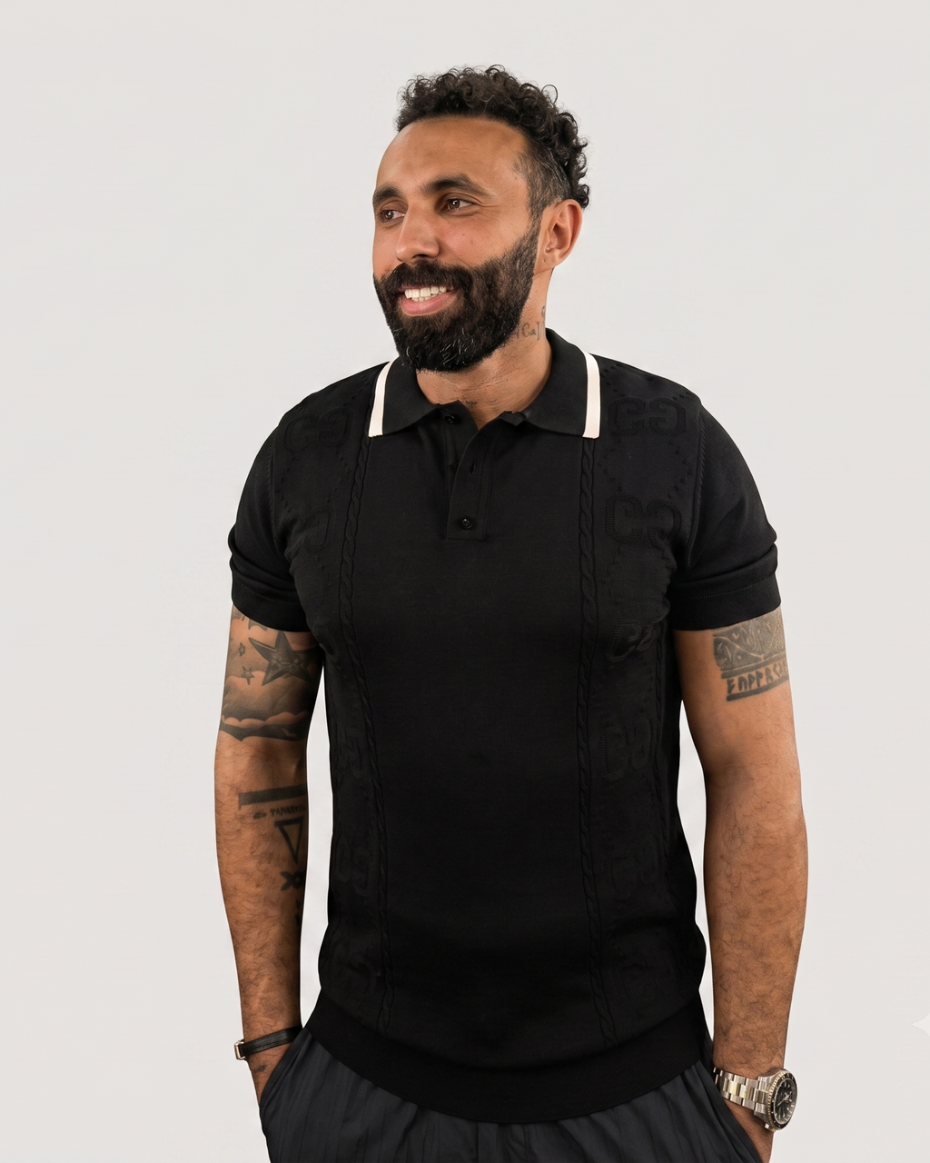 Gucci - GG Jacquard Polo T-Shirt - Black