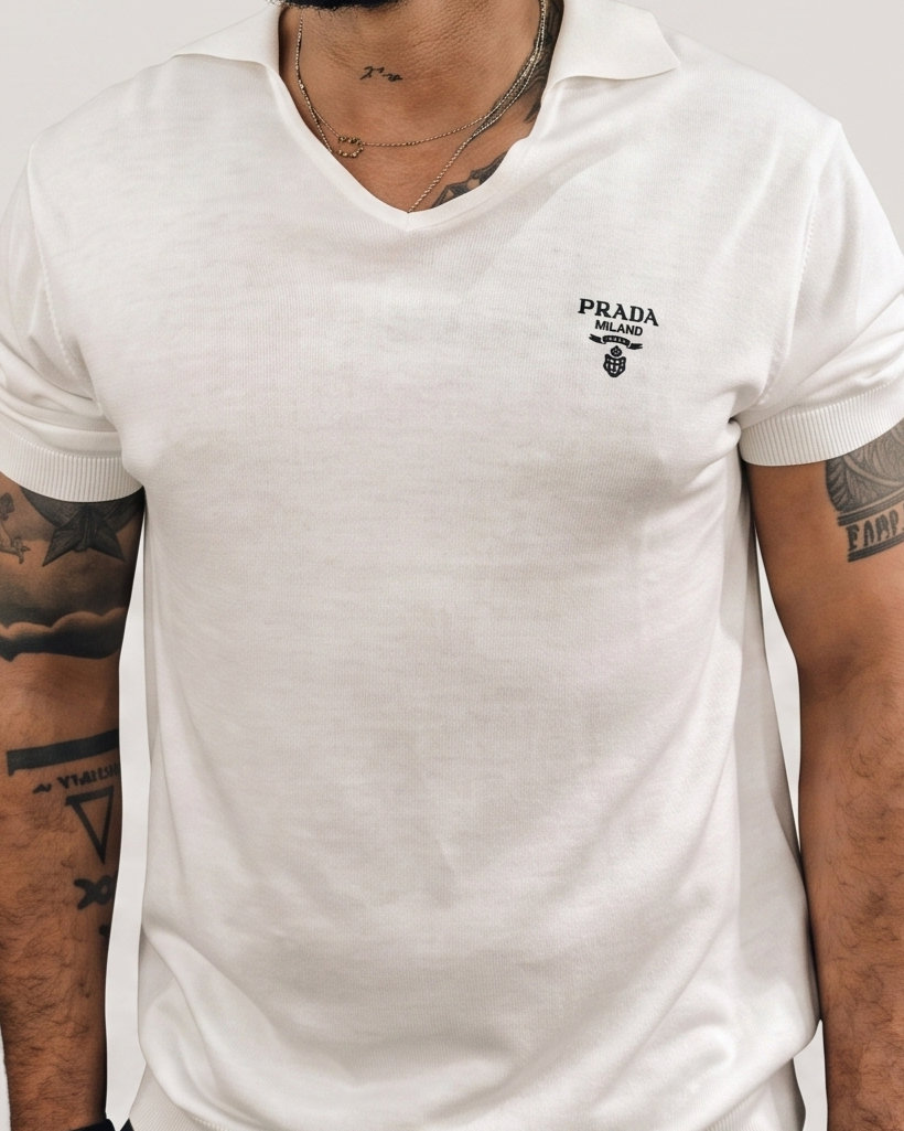 Prada - Knitted V-Neck Shirt - White